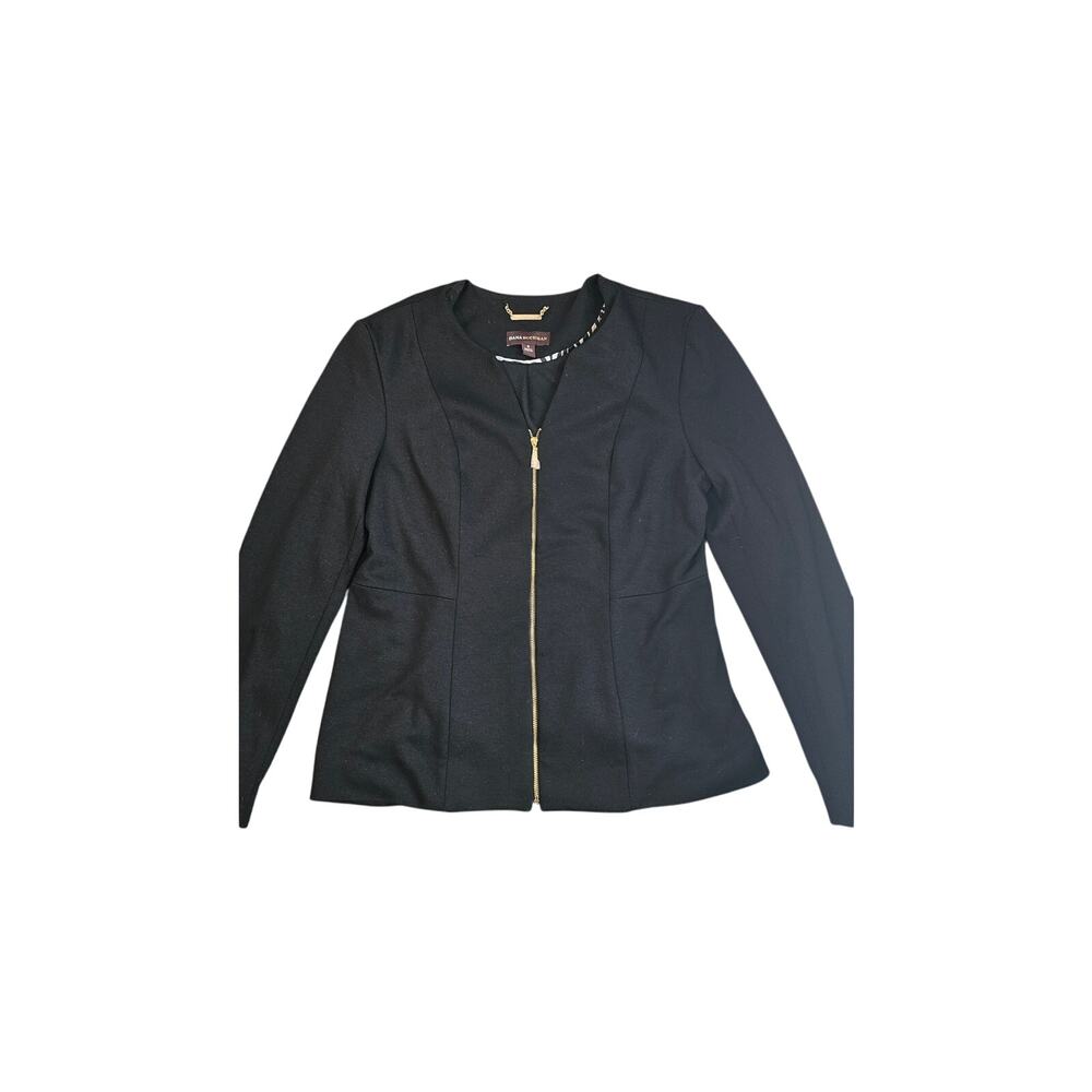 NWOT Dana Buchman Jacket 8 Black‎ Zip womens Blazer stretch polyester